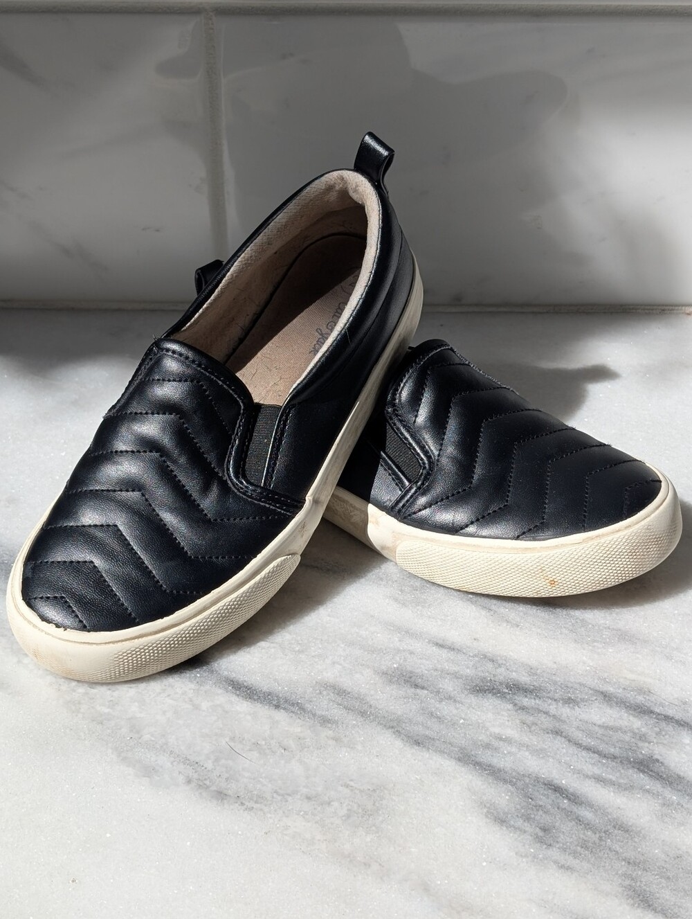 Cat & Jack Black Slip-On Sneakers with White Soles